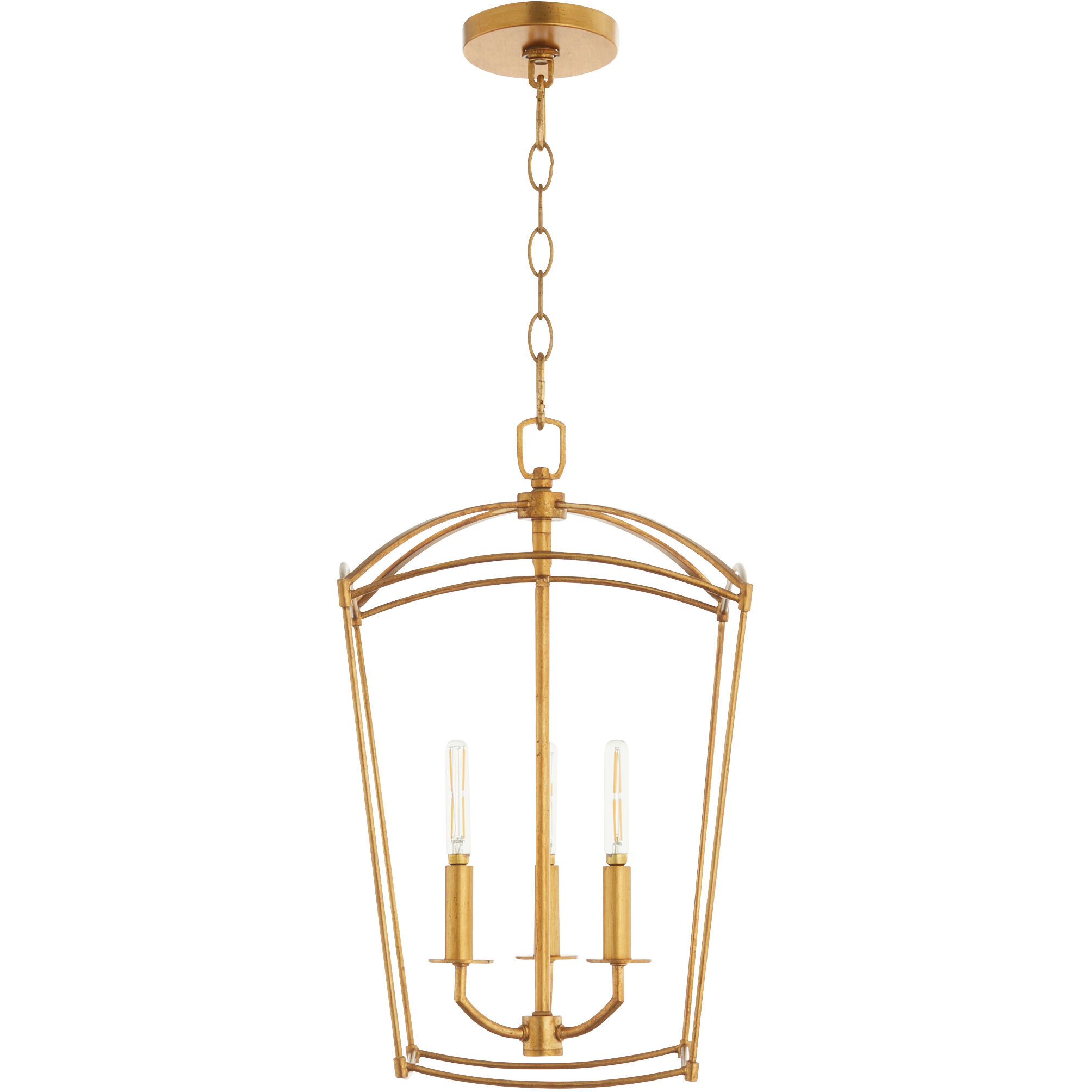 Mantle 3 Light 12 inch Gold Leaf Entry Ceiling Light