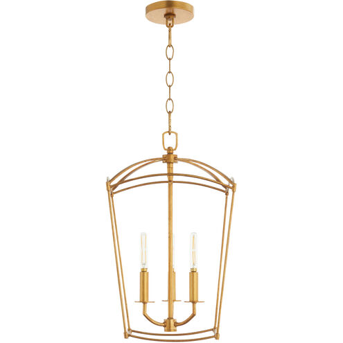 Mantle 3 Light 12 inch Gold Leaf Entry Ceiling Light