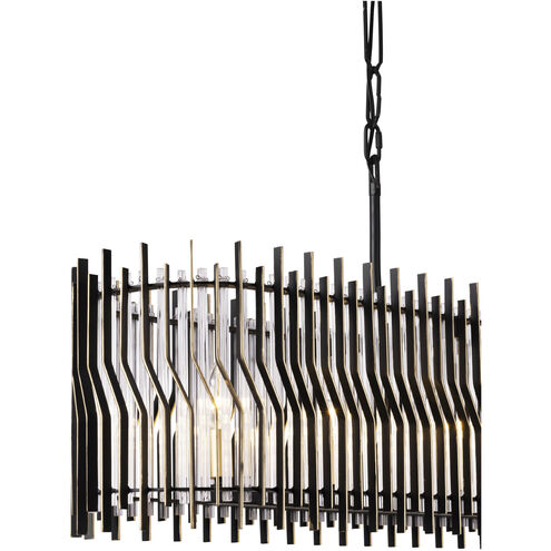 Park Row 6 Light 48 inch Matte Black and French Gold Linear Pendant Ceiling Light, Smithsonian Collaboration