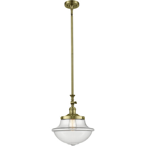 Franklin Restoration Oxford 1 Light 12 inch Antique Brass Mini Pendant Ceiling Light in Incandescent, Clear, Franklin Restoration