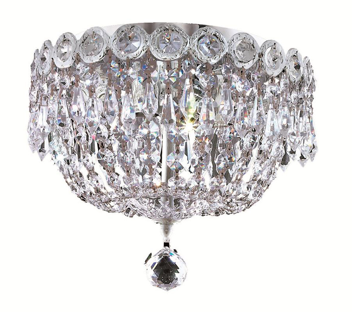 Century 3 Light 10 inch Chrome Flush Mount Ceiling Light in Royal Cut