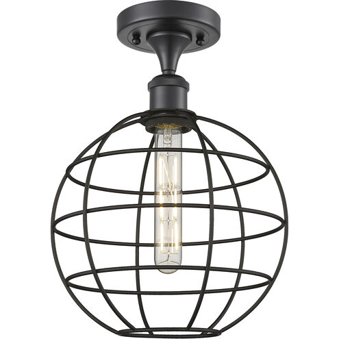 Lake Placid 1 Light 9.5 inch Matte Black Semi-Flush Mount Ceiling Light