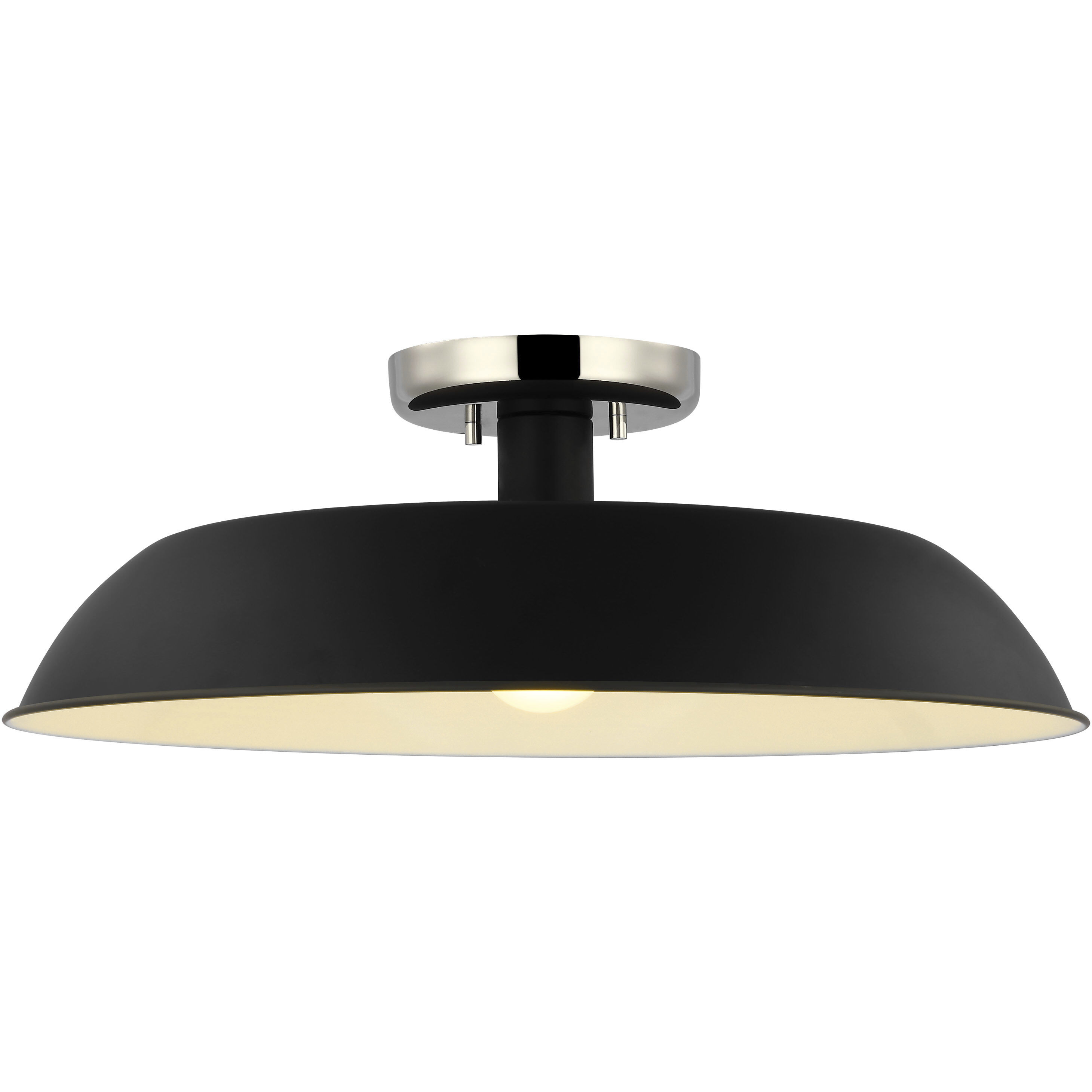 Colony 1 Light 20 inch Matte Black/Polished Nickel Semi Flush Ceiling Light