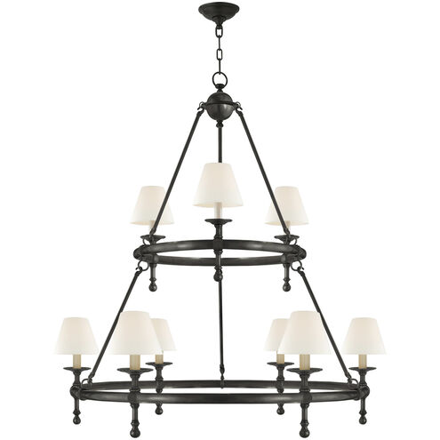 Chapman & Myers Classic2 9 Light 45 inch Bronze Two-Tier Ring Chandelier Ceiling Light in Linen