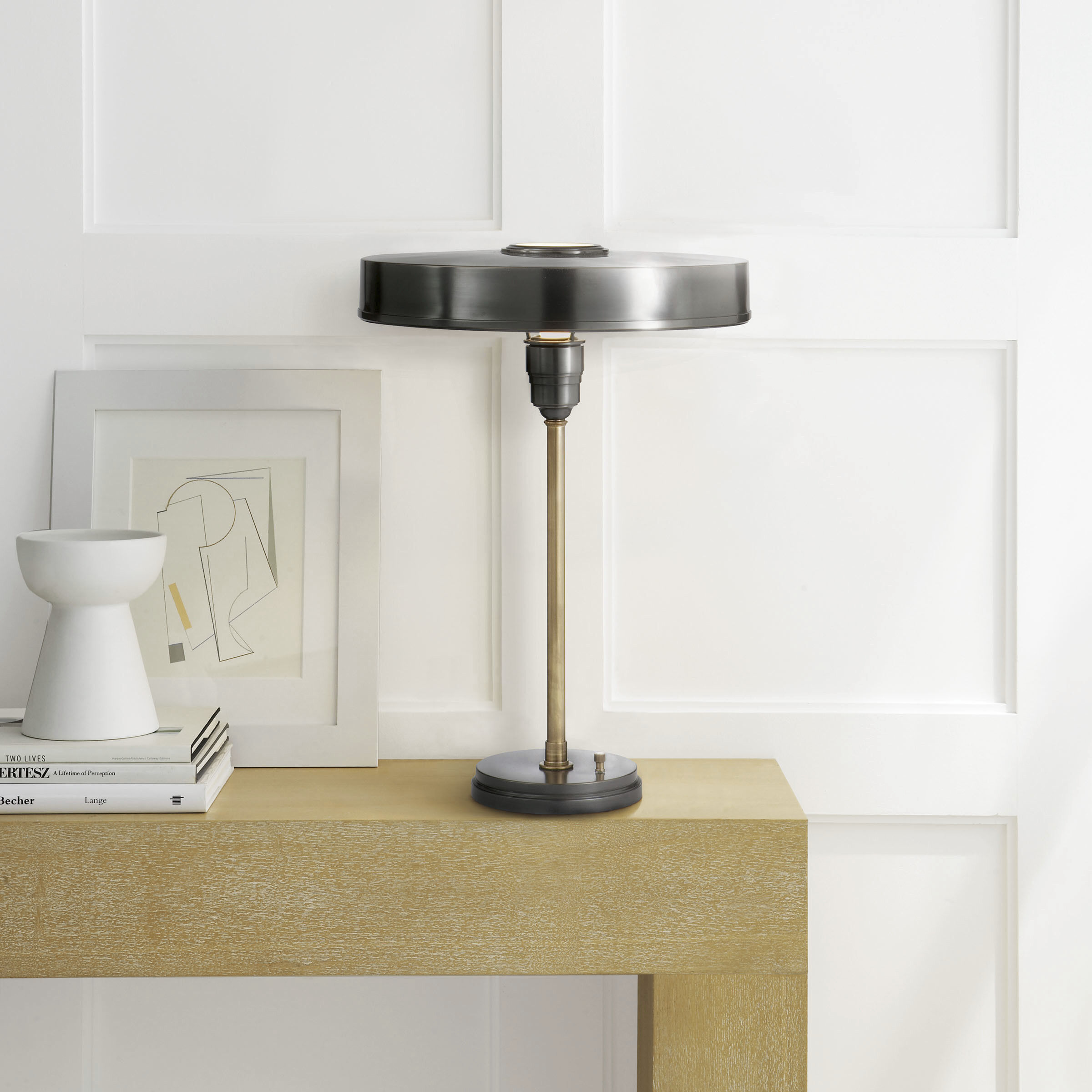 Thomas O'Brien Carlo 21 inch 60.00 watt Bronze with Antique Brass Table Lamp Portable Light in Bronze and Hand-Rubbed Antique Brass