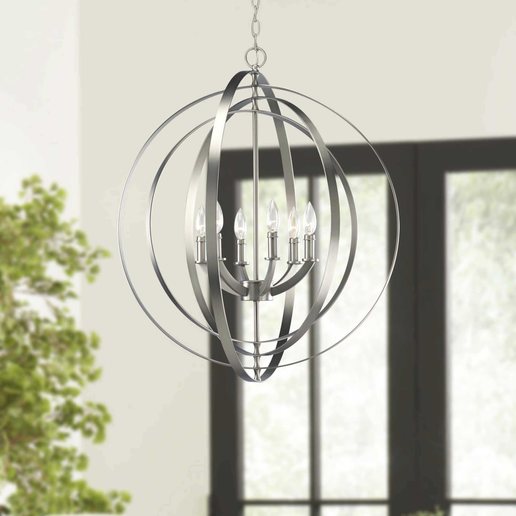 Equinox 6 Light 28 inch Burnished Silver Foyer Pendant Ceiling Light