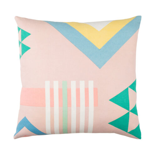 Lina 20 X 20 inch Pale Pink and Emerald Throw Pillow