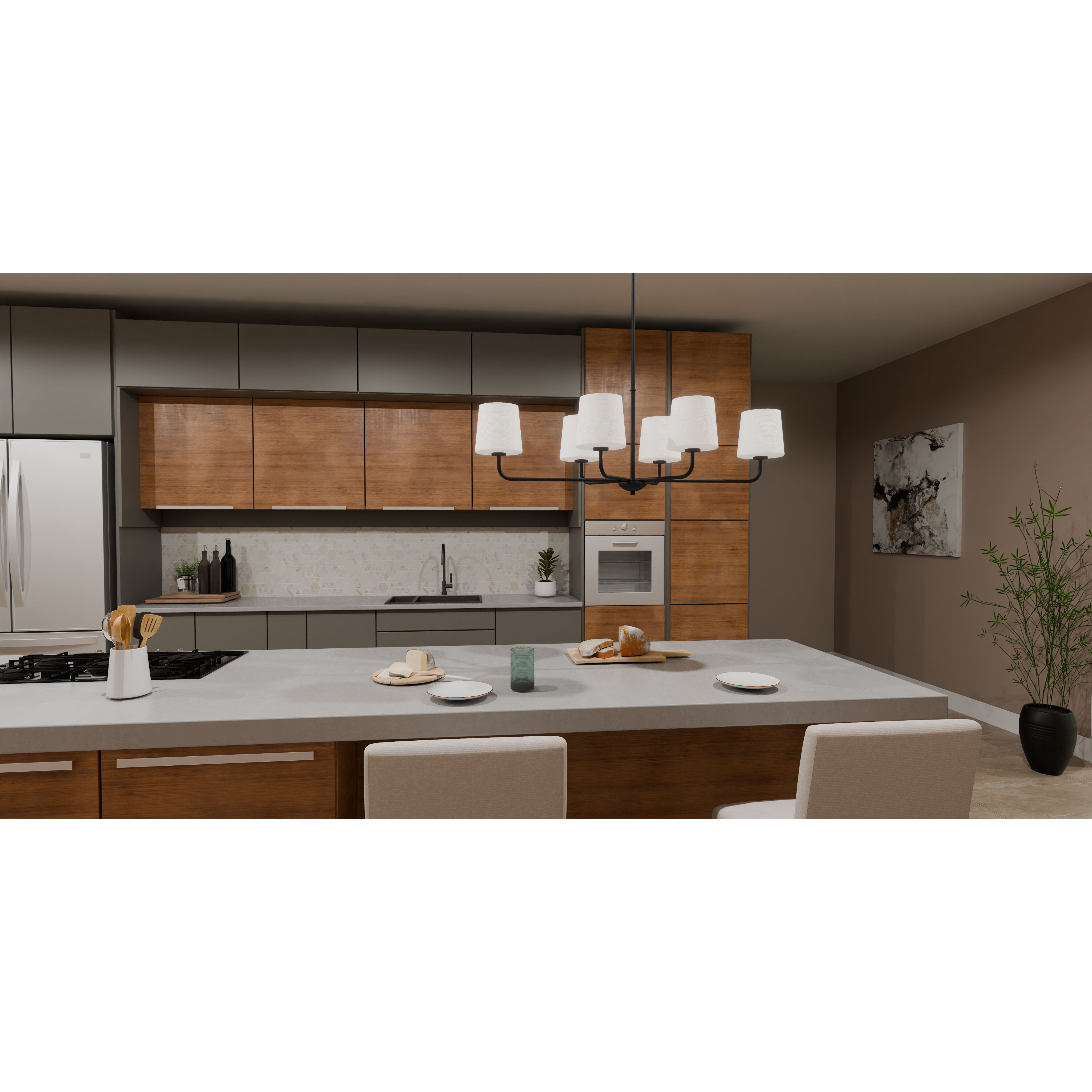 Gallagher 6 Light 42 inch Matte Black Island Light Ceiling Light