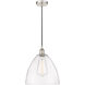 Edison Dome LED 12 inch Polished Nickel Mini Pendant Ceiling Light in Clear Glass