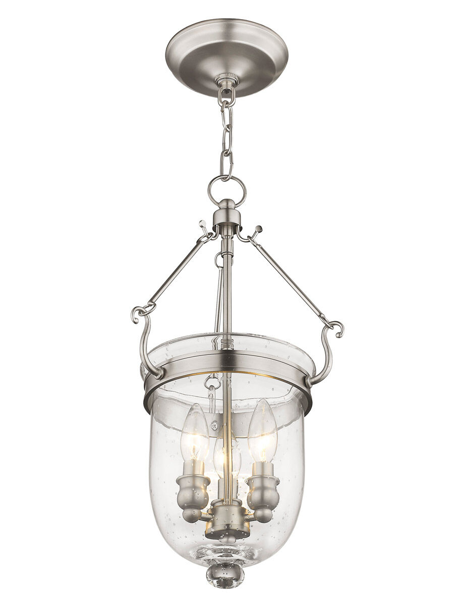 Jefferson 3 Light 10 inch Brushed Nickel Chain Lantern
