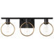 EVOLV 24 inch Matte Black with Brass Ring Bath Bar Wall Light in Matte Black / Brass Ring
