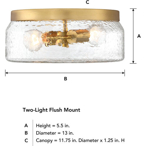 Rose Marie 2 Light 13 inch Brushed Gold Flush Mount Ceiling Light