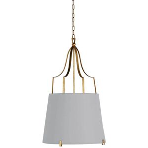 Arbella 2 Light 24 inch Vintage Gold / White Linen Pendant Ceiling Light