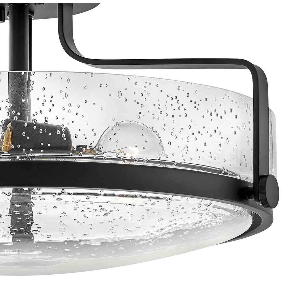 Harper 3 Light 18 inch Black Indoor Semi-Flush Mount Ceiling Light in Clear Seedy