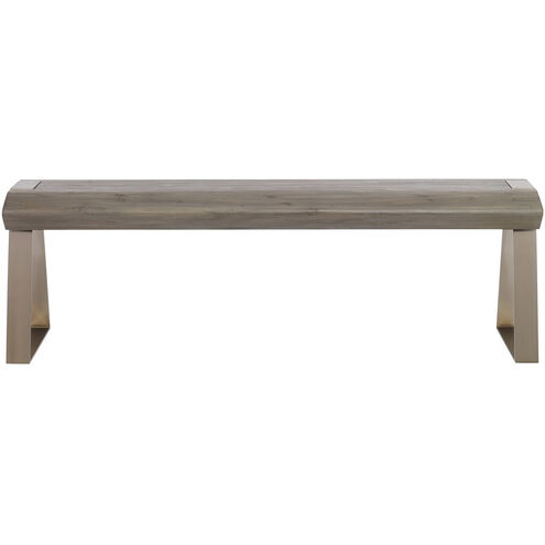 Acai Acacia Wood with Light Gray and Brushed Pewter Bench