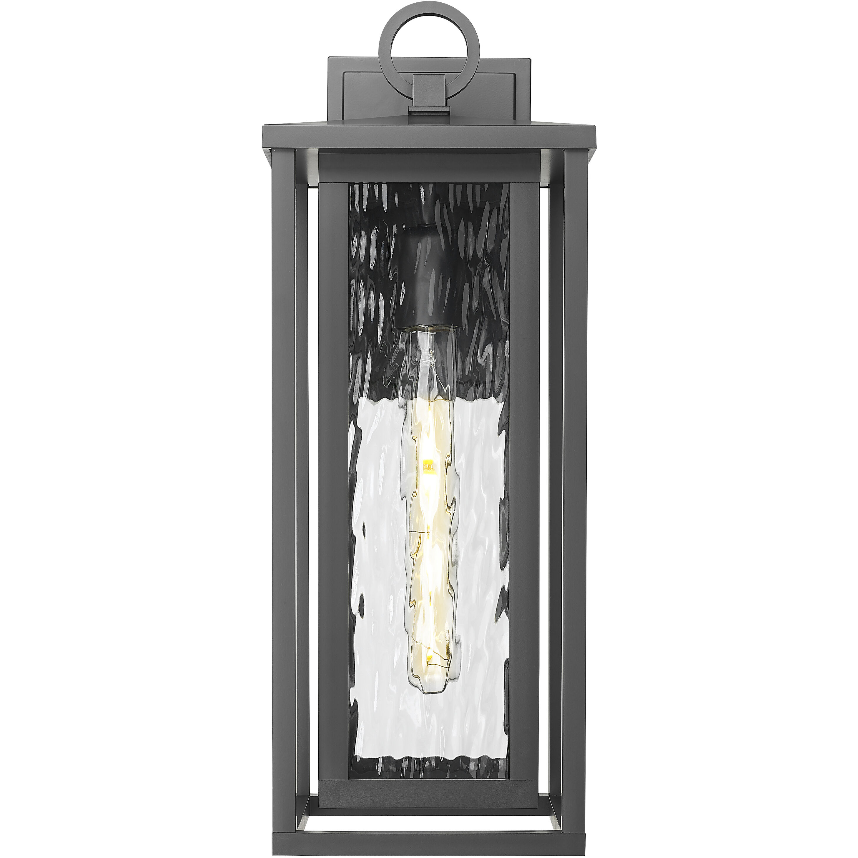 Ashland 1 Light 18 inch Matte Black Outdoor Sconce in Waterglass