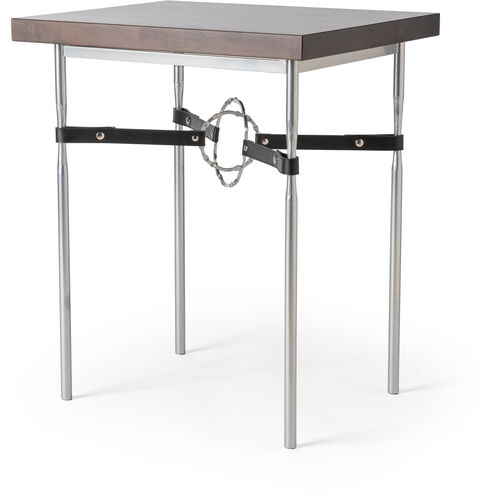 Equus 26.1 X 22 inch Oil Rubbed Bronze and Natural Iron Side Table in Oil Rubbed Bronze/Natural Iron, Black Leather with Maple Espresso, Wood Top
