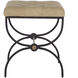 Galvin 21.38 inch Light Grey Leather / Textured Black / Brushed Brass Ottomans Stool