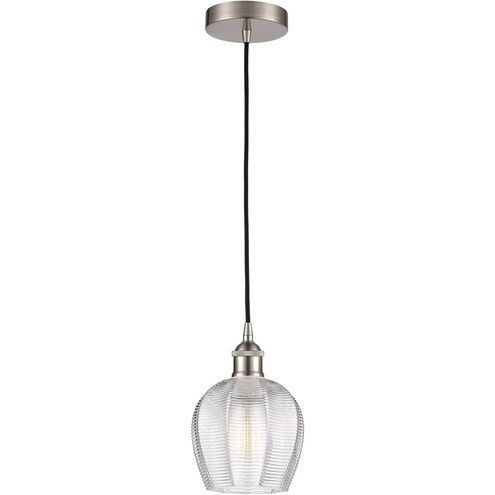Edison Norfolk LED 6 inch Brushed Satin Nickel Mini Pendant Ceiling Light