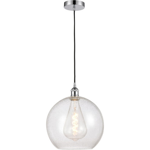 Edison Athens LED 11.75 inch Polished Chrome Mini Pendant Ceiling Light in Seedy Glass