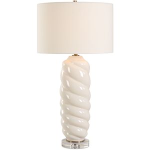 Anneli 30.5 inch 150.00 watt White Ceramic and Crystal with Antique Brass Table Lamp Portable Light