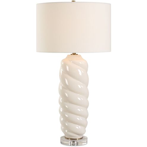 Anneli 30.5 inch 150.00 watt White Ceramic and Crystal with Antique Brass Table Lamp Portable Light
