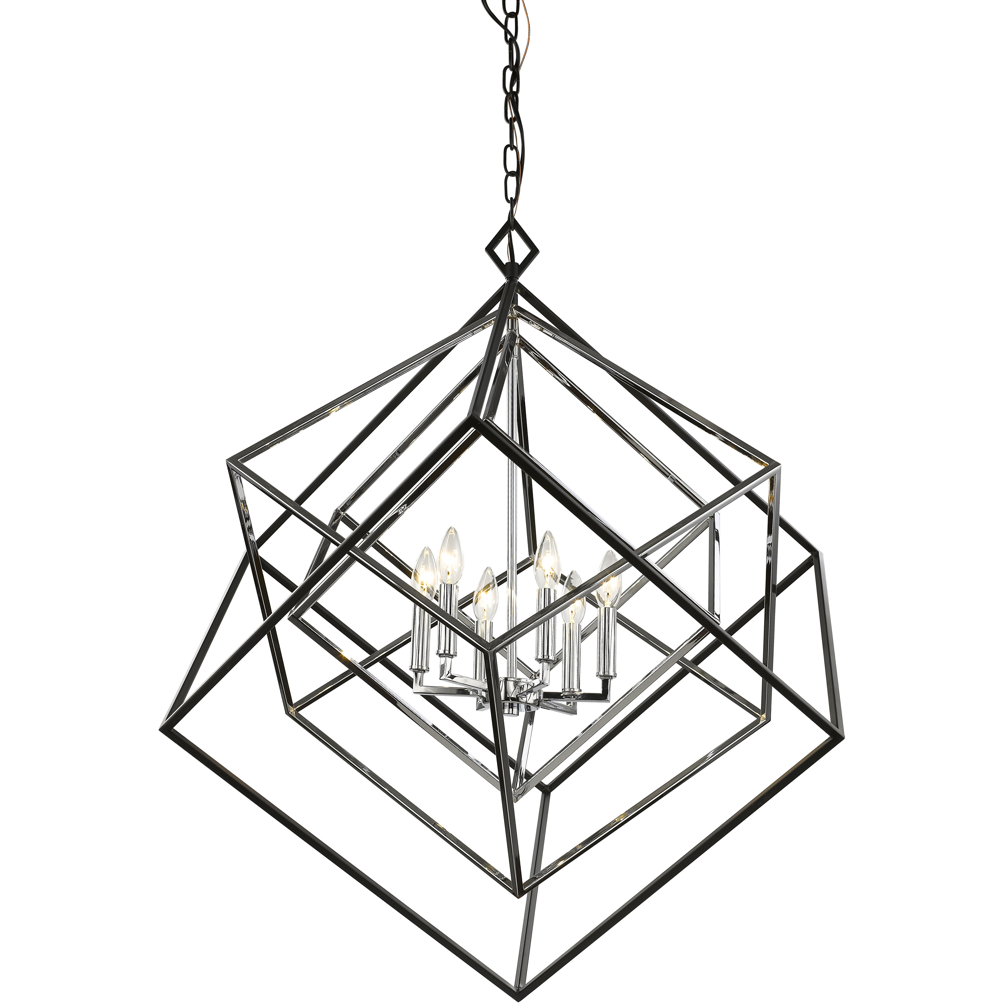 Euclid 6 Light 35.5 inch Chrome and Matte Black Chandelier Ceiling Light