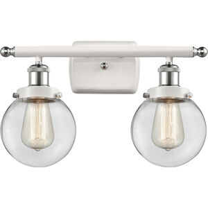Ballston Beacon 2 Light 16 inch White and Polished Chrome Bath Vanity Light Wall Light in Clear Glass