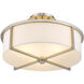 Wesley 3 Light 16 inch Brushed Nickel Semi-Flush Mount Ceiling Light