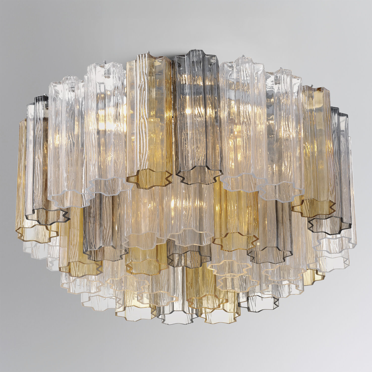 Addis 7 Light 22.25 inch Polished Chrome Flush Ceiling Light in Tronchi Glass Autumn