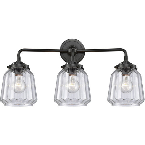 Nouveau Chatham 3 Light 24 inch Oil Rubbed Bronze Bath Vanity Light Wall Light in Clear Glass, Nouveau