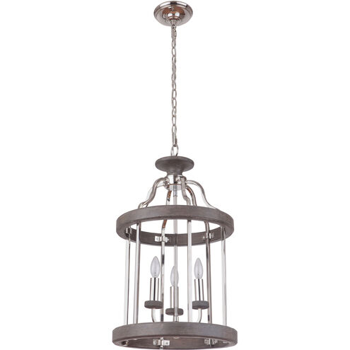 Ashwood 3 Light 16 inch Polished Nickel/Greywood Foyer Light Ceiling Light in Polished Nickel and Greywood