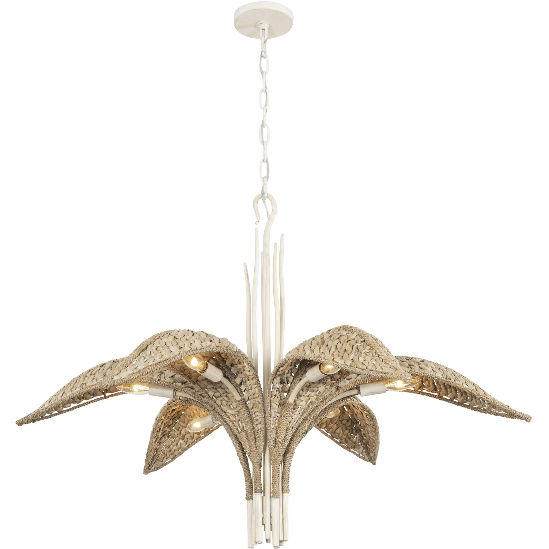 Century Palm 6 Light 38 inch Country White Chandelier Ceiling Light