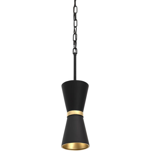 Mad Hatter 1 Light 5 inch Matte Black and French Gold Mini Pendant Ceiling Light