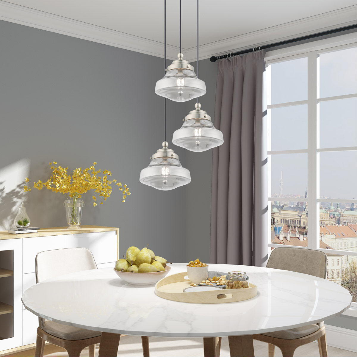 Art Glass 1 Light 9 inch Brushed Nickel Mini Pendant Ceiling Light