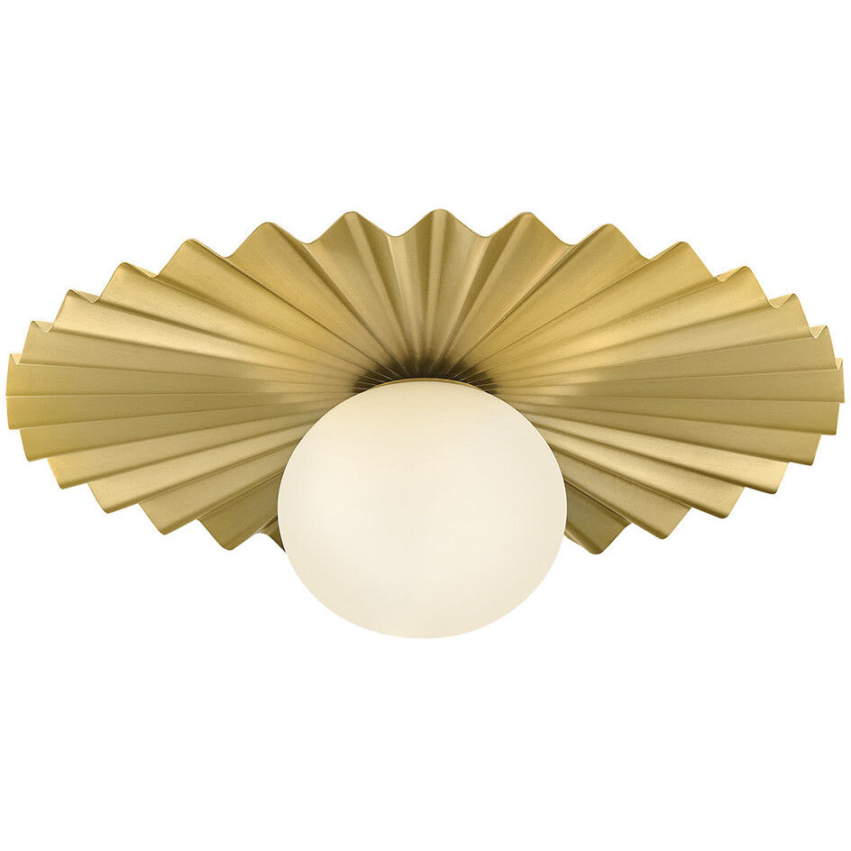 Stevie 1 Light 13.75 inch Lacquered Brass Flush Mount Ceiling Light, Medium