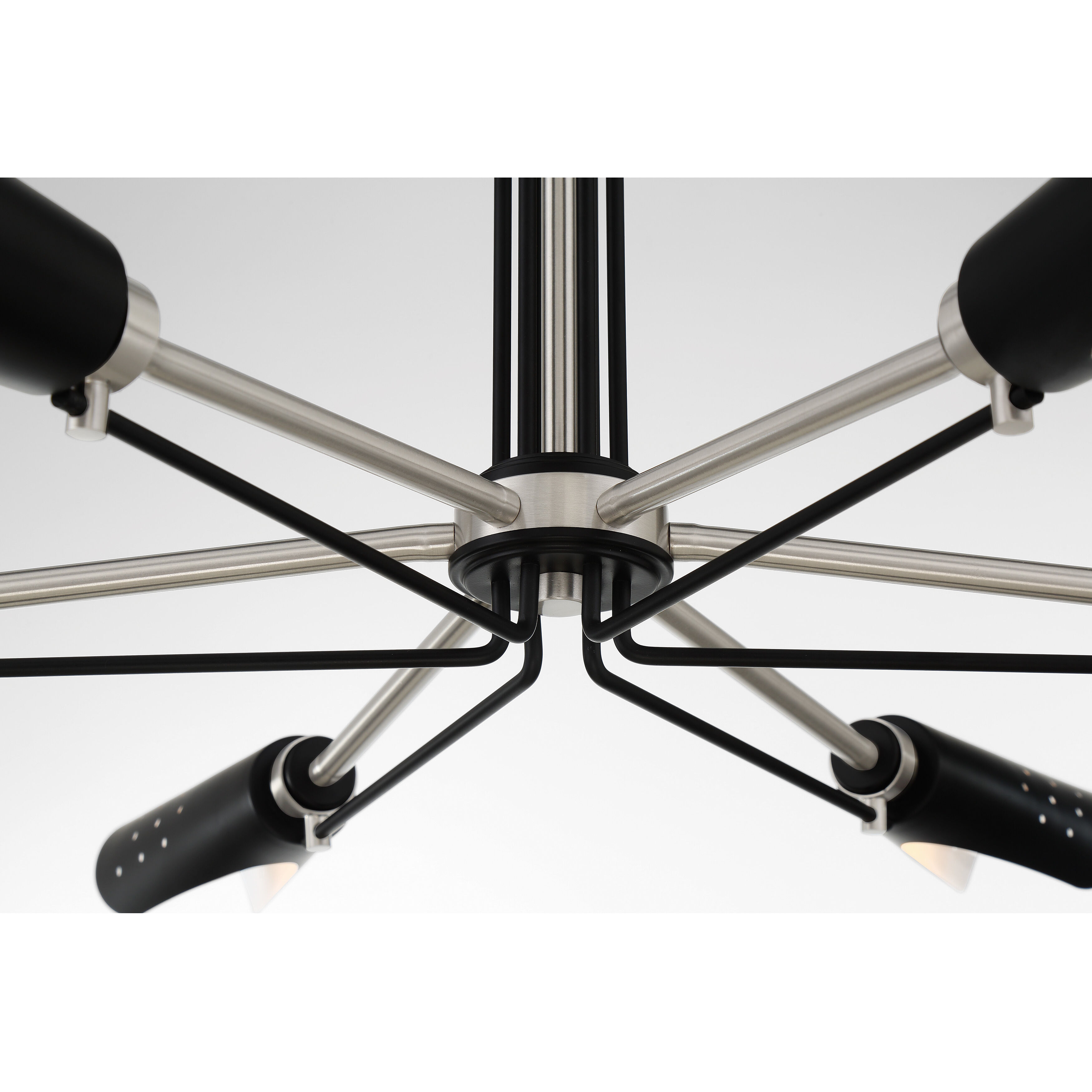 Turbine 6 Light 34 inch Coal With Brushed Nickel Chandelier Ceiling Light