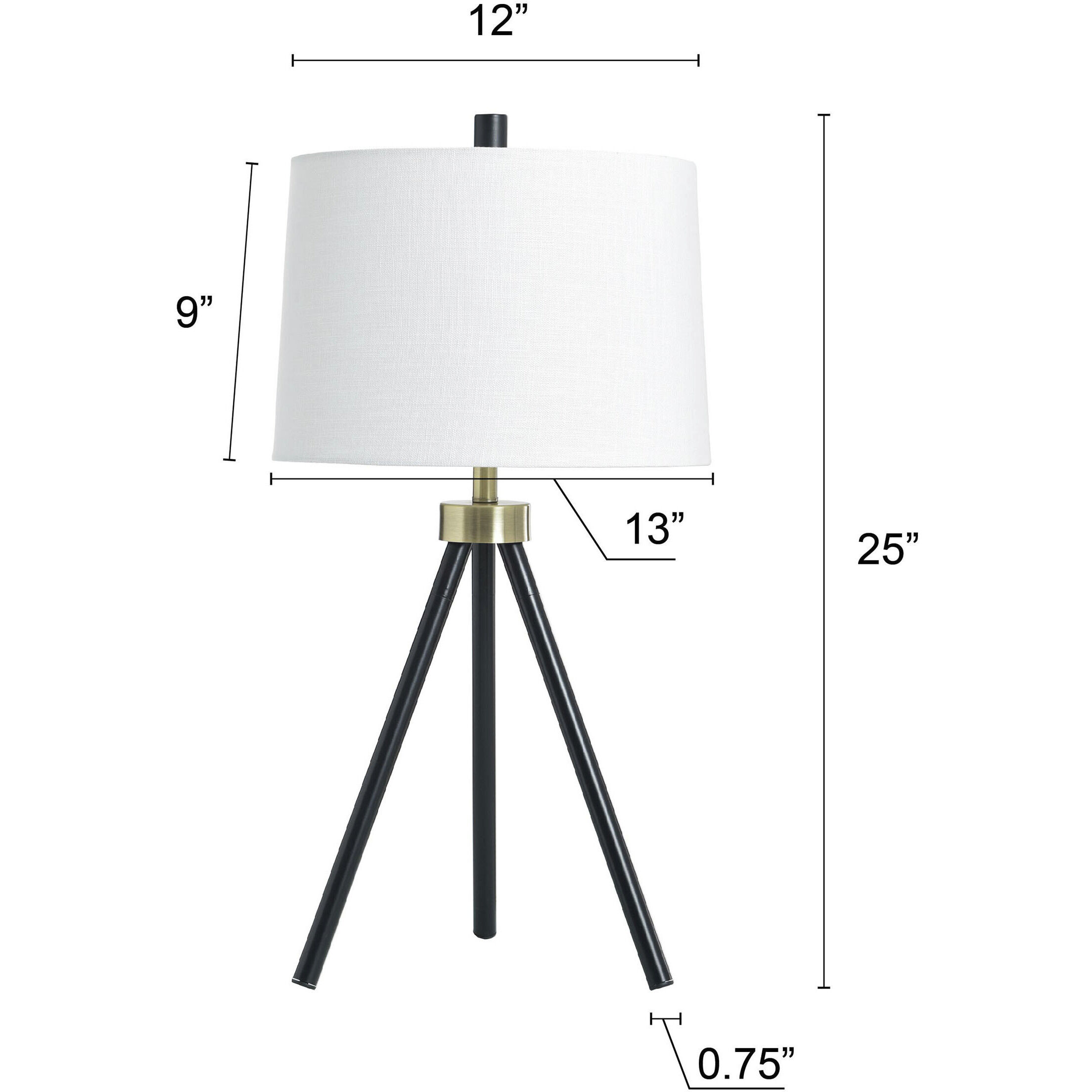 Steel 25.5 inch 60 watt Werth Gold and Black and White Table Lamp Portable Light