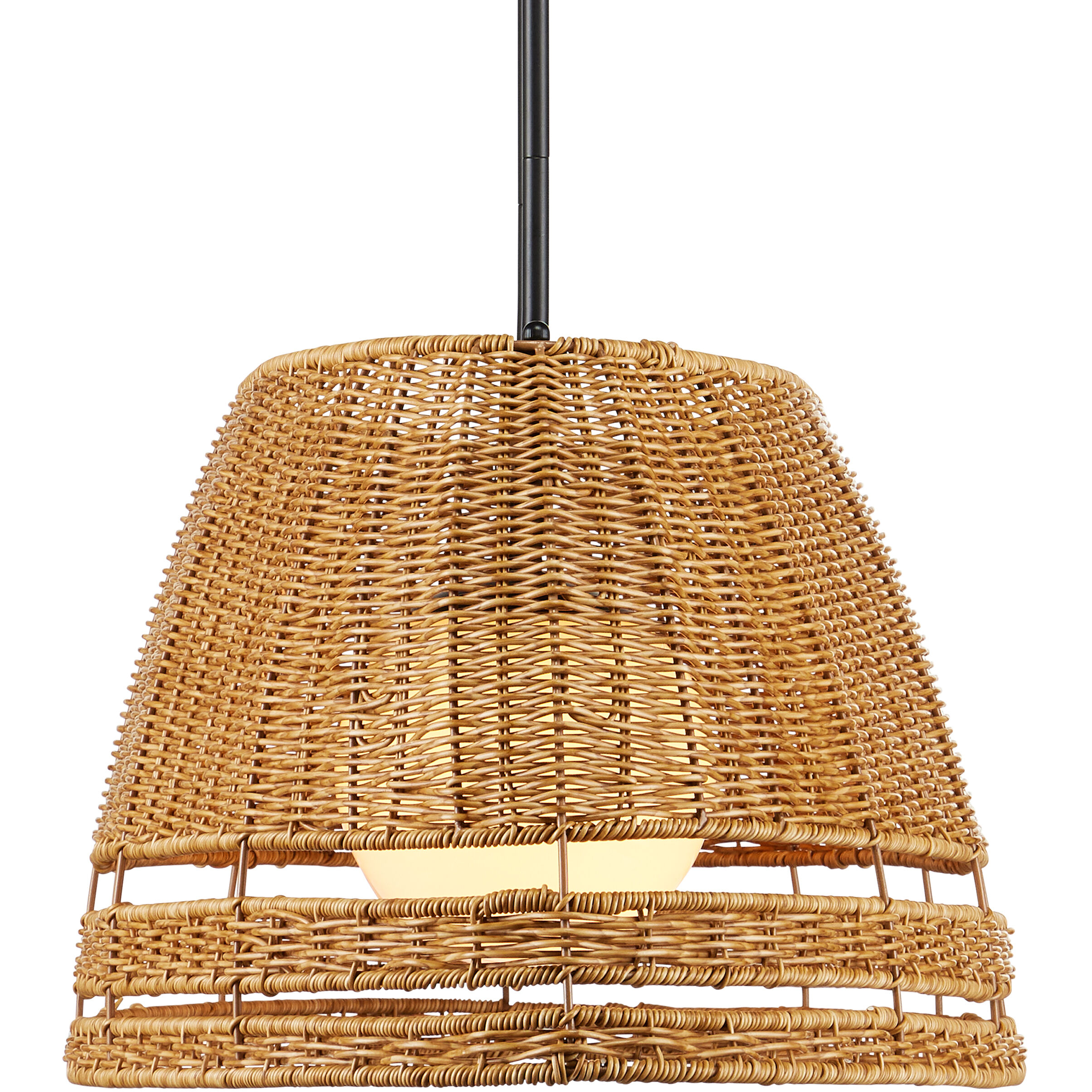 Barbary 3 Light 52.75 inch Natural/Black/Frosted White Outdoor Chandelier