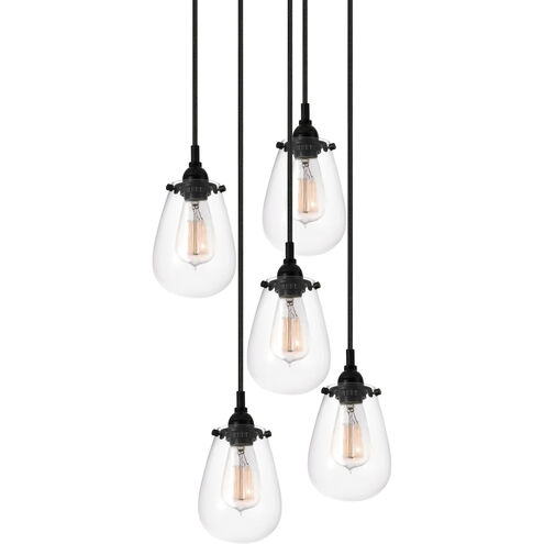 Chelsea 5 Light 16 inch Satin Black Pendant Ceiling Light