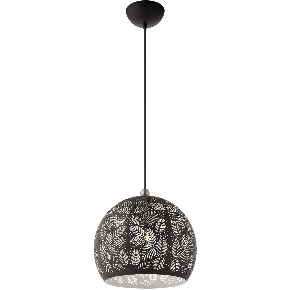 Chantily 1 Light 12 inch Black with Brushed Nickel Accents Pendant Ceiling Light