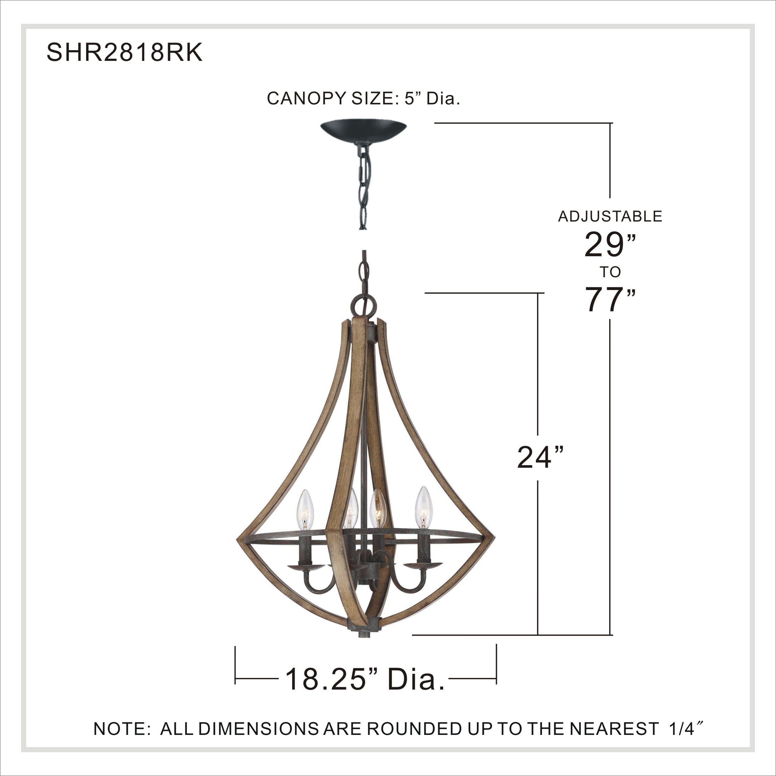 Shire 4 Light 18 inch Rustic Black Dinette Chandelier Ceiling Light
