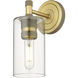 Crown Point 1 Light 3.88 inch Brushed Brass Sconce Wall Light in Clear Glass