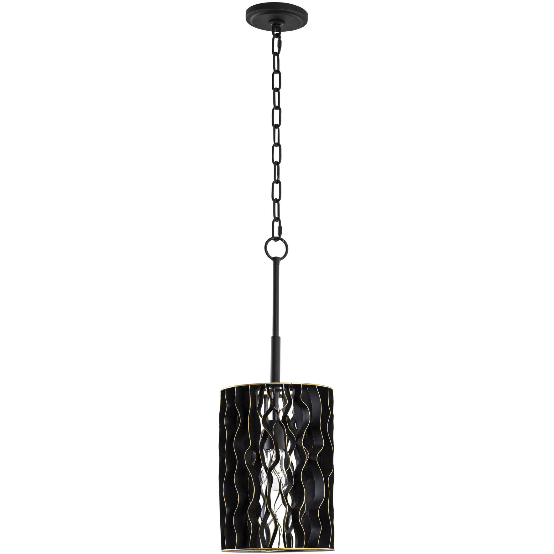 Estela 1 Light 8.5 inch Matte Black and French Gold Mini Pendant Ceiling Light, Smithsonian Collaboration