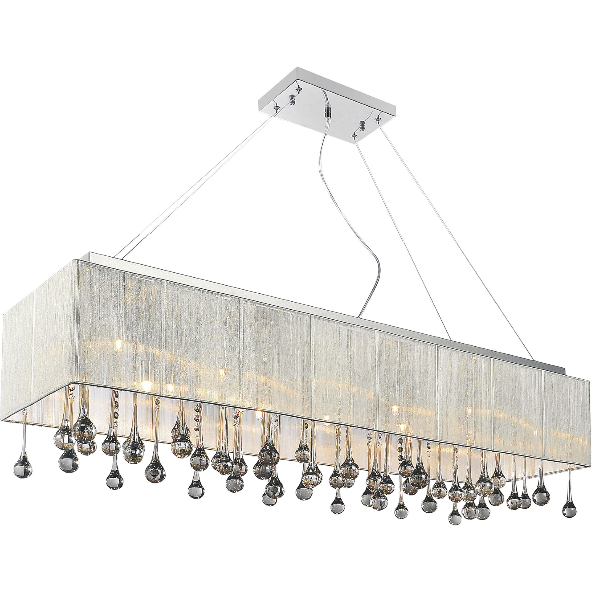 Water Drop 14 Light 13 inch Chrome Drum Shade Chandelier Ceiling Light in White / Smoke