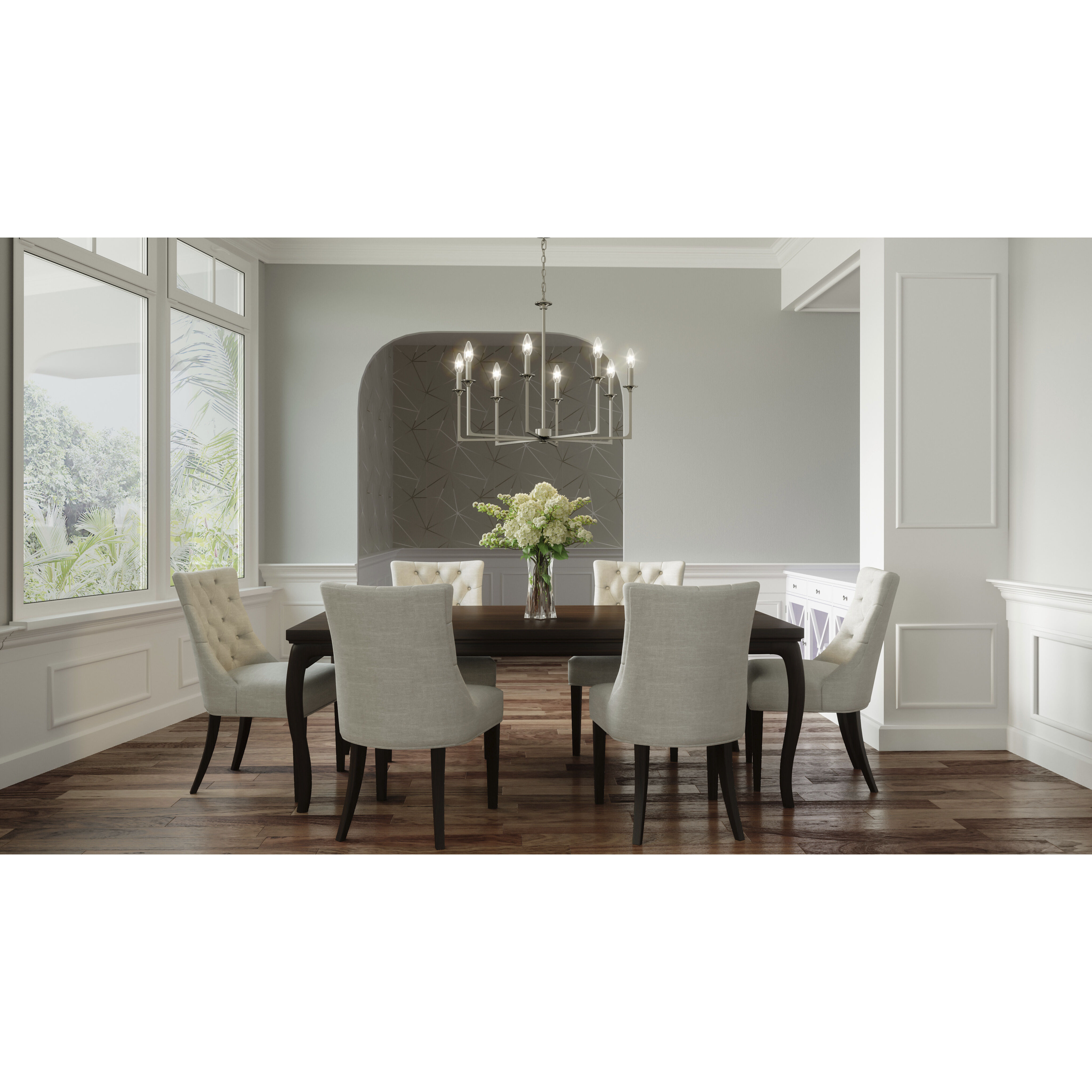 Prescott 8 Light 32 inch Brushed Nickel Chandelier Ceiling Light