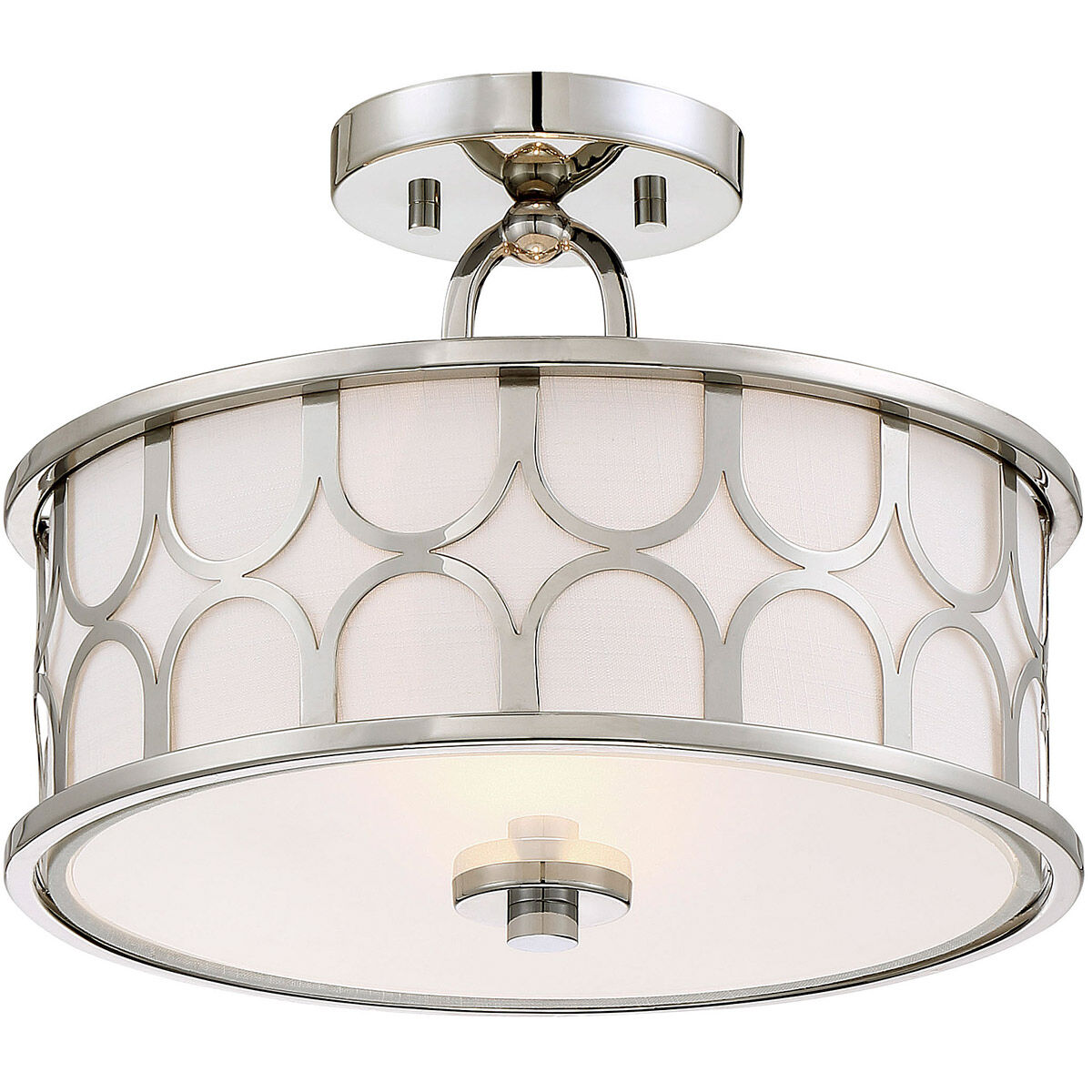 Mid-Century Modern 2 Light 13 inch Polished Nickel Semi-Flush Ceiling Light