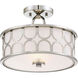 Mid-Century Modern 2 Light 13 inch Polished Nickel Semi-Flush Ceiling Light