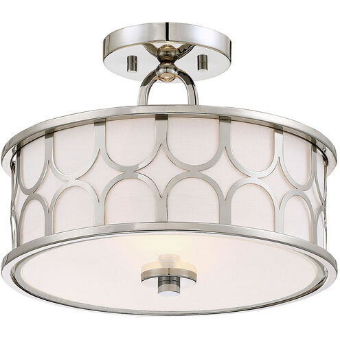 Mid-Century Modern 2 Light 13 inch Polished Nickel Semi-Flush Ceiling Light