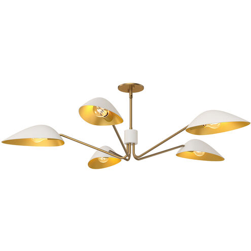 Alora Mood Oscar 5 Light 46 inch Aged Gold and White Pendant Ceiling Light